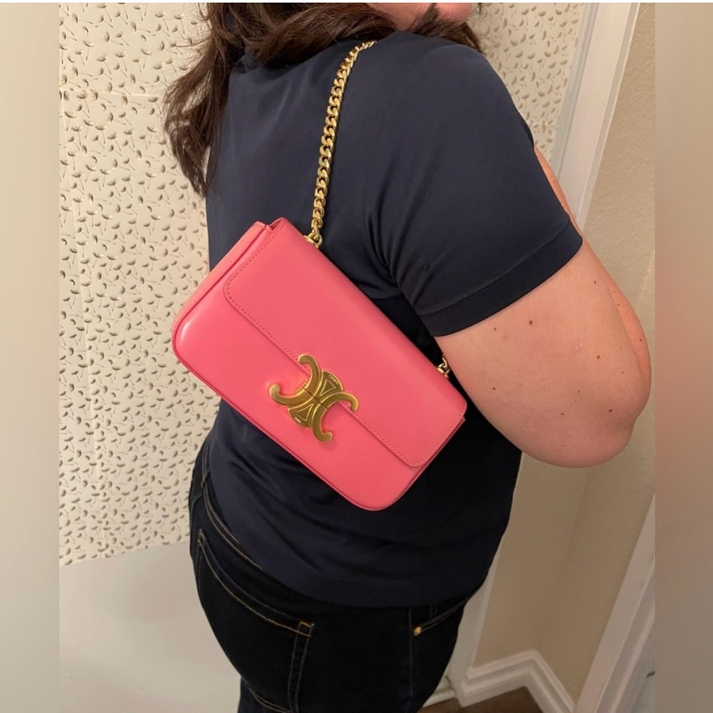 Celine Vibrant Pink Clutch with Gold Chain - Picture 9 of 10